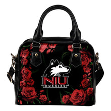 Load image into Gallery viewer, Valentine Rose With Thorns Northern Illinois Huskies Shoulder Handbags
