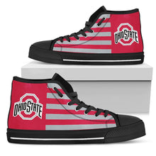 Load image into Gallery viewer, American Flag Ohio State Buckeyes High Top Shoes