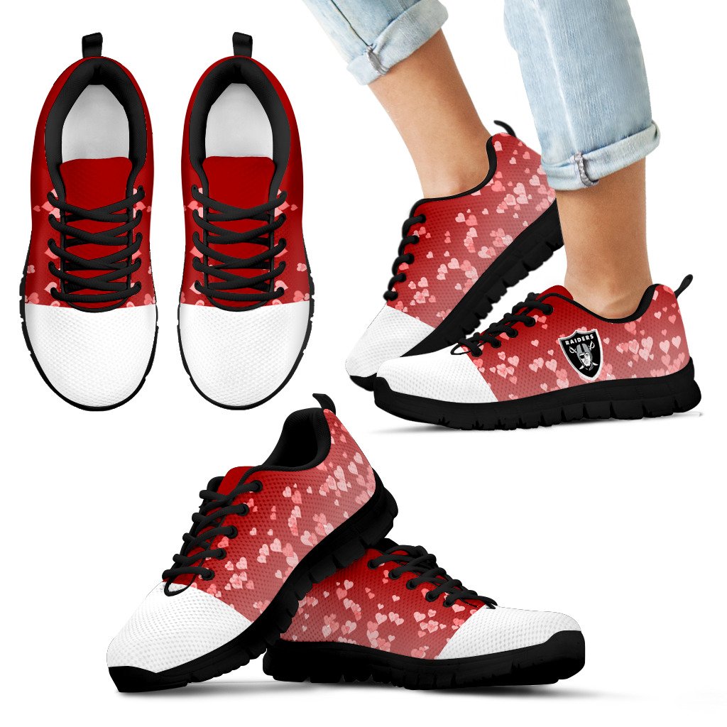 Heart Flying Valentine Sweet Logo Oakland Raiders Sneakers