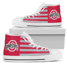 Load image into Gallery viewer, American Flag Ohio State Buckeyes High Top Shoes