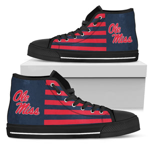 American Flag Ole Miss Rebels High Top Shoes