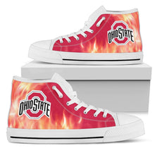 Load image into Gallery viewer, Fighting Like Fire Ohio State Buckeyes High Top Shoes