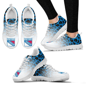 Custom Printed New York Rangers Sneakers Leopard Pattern Awesome