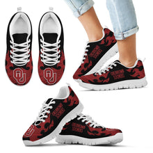Load image into Gallery viewer, Tribal Flames Pattern Oklahoma Sooners Sneakers