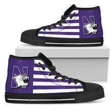 Load image into Gallery viewer, American Flag Northwestern Wildcats High Top Shoes