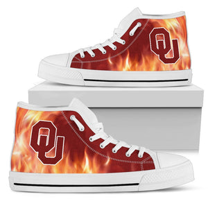 Fighting Like Fire Oklahoma Sooners High Top Shoes