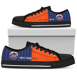 Cool Simple Design Vertical Stripes New York Mets Low Top Shoes