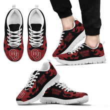 Load image into Gallery viewer, Tribal Flames Pattern Oklahoma Sooners Sneakers