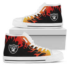 Load image into Gallery viewer, Fire Burning Fierce Strong Logo Oakland Raiders High Top Shoes