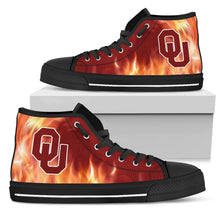 Load image into Gallery viewer, Fighting Like Fire Oklahoma Sooners High Top Shoes