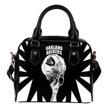 Load image into Gallery viewer, Saw Tooth Border Wonderful Hand Up Oakland Raiders Shoulder Handbag