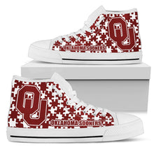 Load image into Gallery viewer, Puzzle Logo With Oklahoma Sooners High Top Shoes