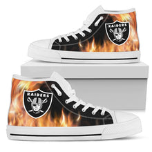 Load image into Gallery viewer, Fighting Like Fire Oakland Raiders High Top Shoes