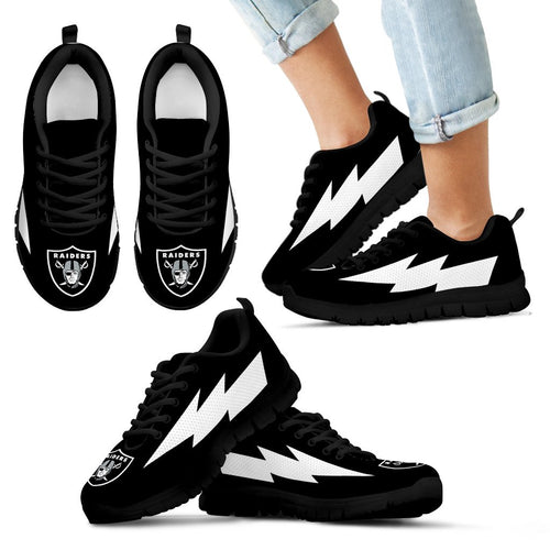 Cool Style Oakland Raiders Sneakers Thunder Lightning Amazing Logo