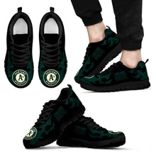 Load image into Gallery viewer, Tribal Flames Pattern Oakland Athletics Sneakers