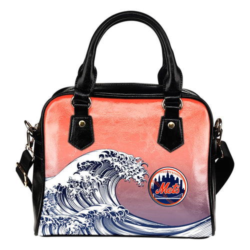 Enormous Wave Fancy Logo New York Mets Shoulder Handbags