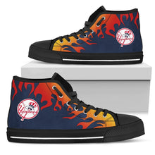 Load image into Gallery viewer, Fire Burning Fierce Strong Logo New York Yankees High Top Shoes