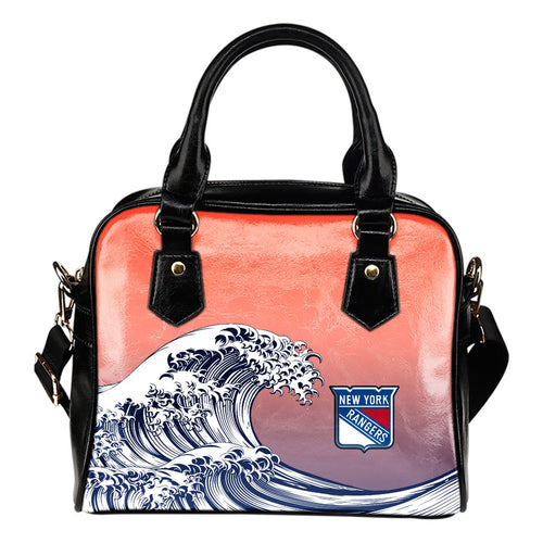 Enormous Wave Fancy Logo New York Rangers Shoulder Handbags