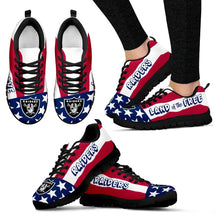 Load image into Gallery viewer, Proud Of American Flag Three Line Oakland Raiders Sneakers