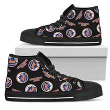 Load image into Gallery viewer, Script Logo Pattern New York Mets High Top Shoes
