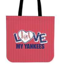 Load image into Gallery viewer, Love My New York Yankees Vertical Stripes Pattern Tote Bags