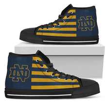 Load image into Gallery viewer, American Flag Notre Dame Fighting Irish High Top Shoes