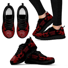 Load image into Gallery viewer, Tribal Flames Pattern Oklahoma Sooners Sneakers