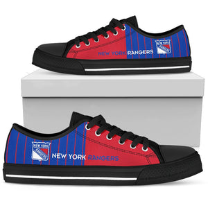 Cool Simple Design Vertical Stripes New York Rangers Low Top Shoes