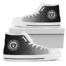 Load image into Gallery viewer, Cool They Hate Us Cause They Ain't Us Oakland Raiders High Top Shoes