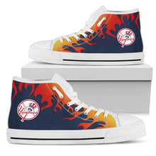 Load image into Gallery viewer, Fire Burning Fierce Strong Logo New York Yankees High Top Shoes