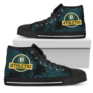 Cute Jurassic Park Oakland Athletics High Top Shoes