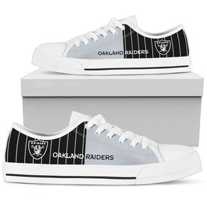 Cool Simple Design Vertical Stripes Oakland Raiders Low Top Shoes