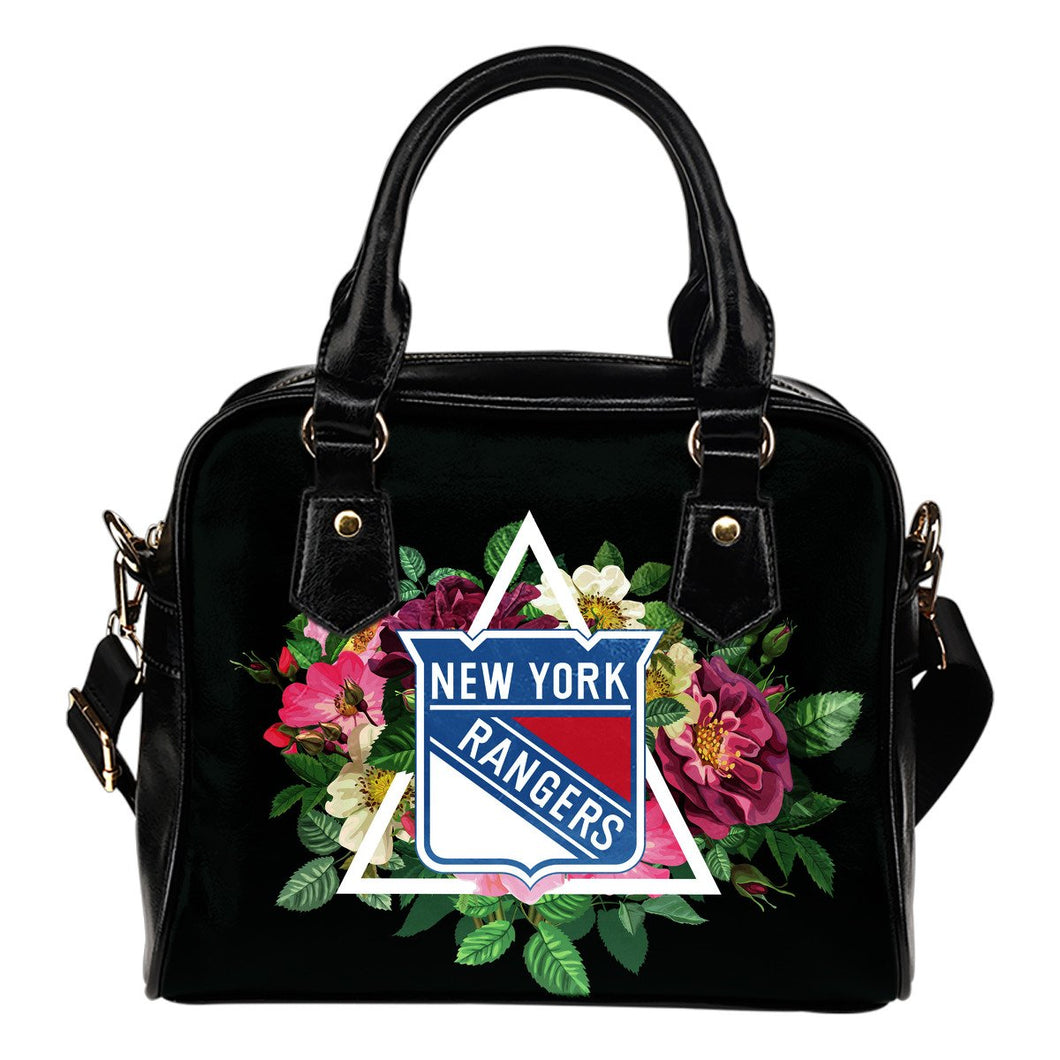 Floral Rose Valentine Logo New York Rangers Shoulder Handbags