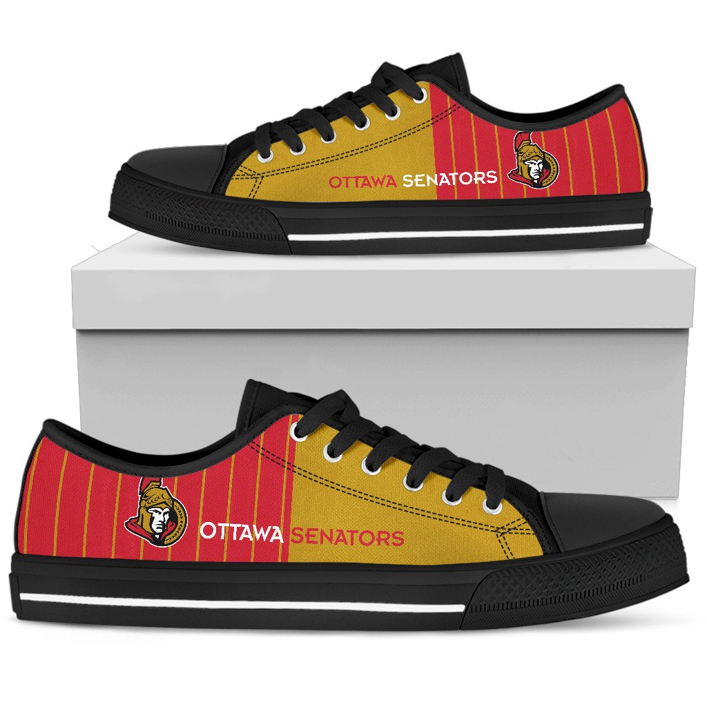 Cool Simple Design Vertical Stripes Ottawa Senators Low Top Shoes