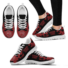 Load image into Gallery viewer, Tribal Flames Pattern Oklahoma Sooners Sneakers