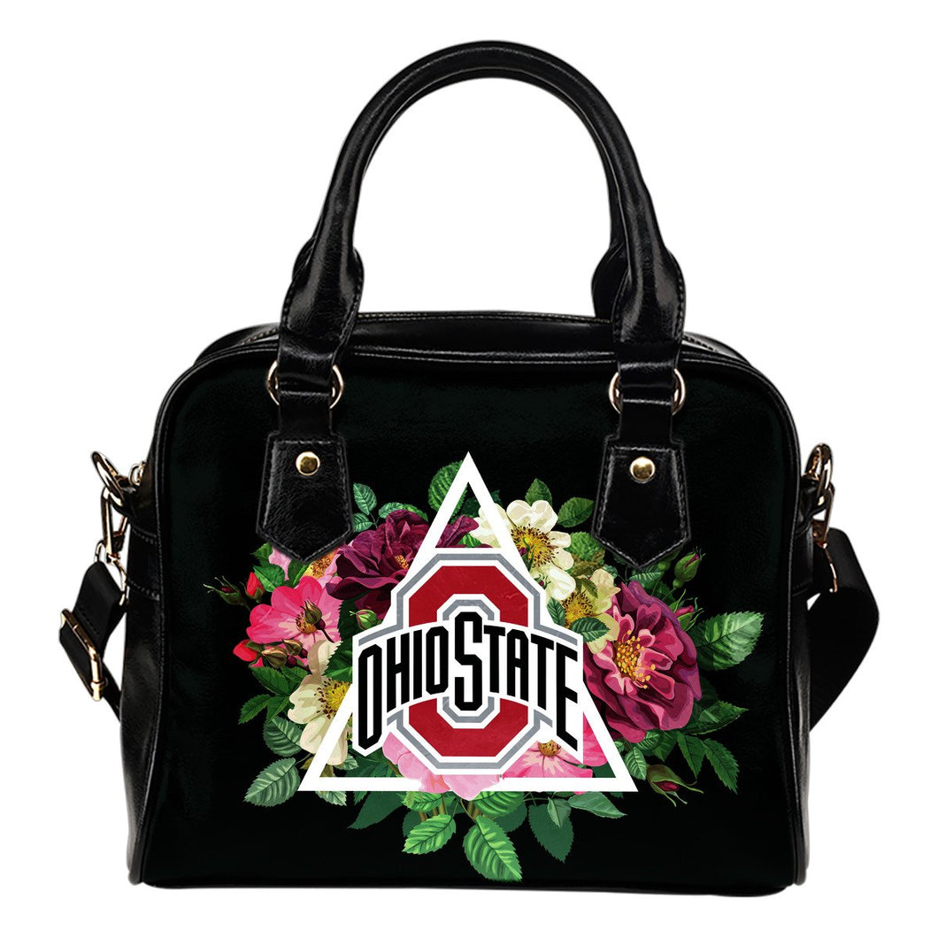 Floral Rose Valentine Logo Ohio State Buckeyes Shoulder Handbags