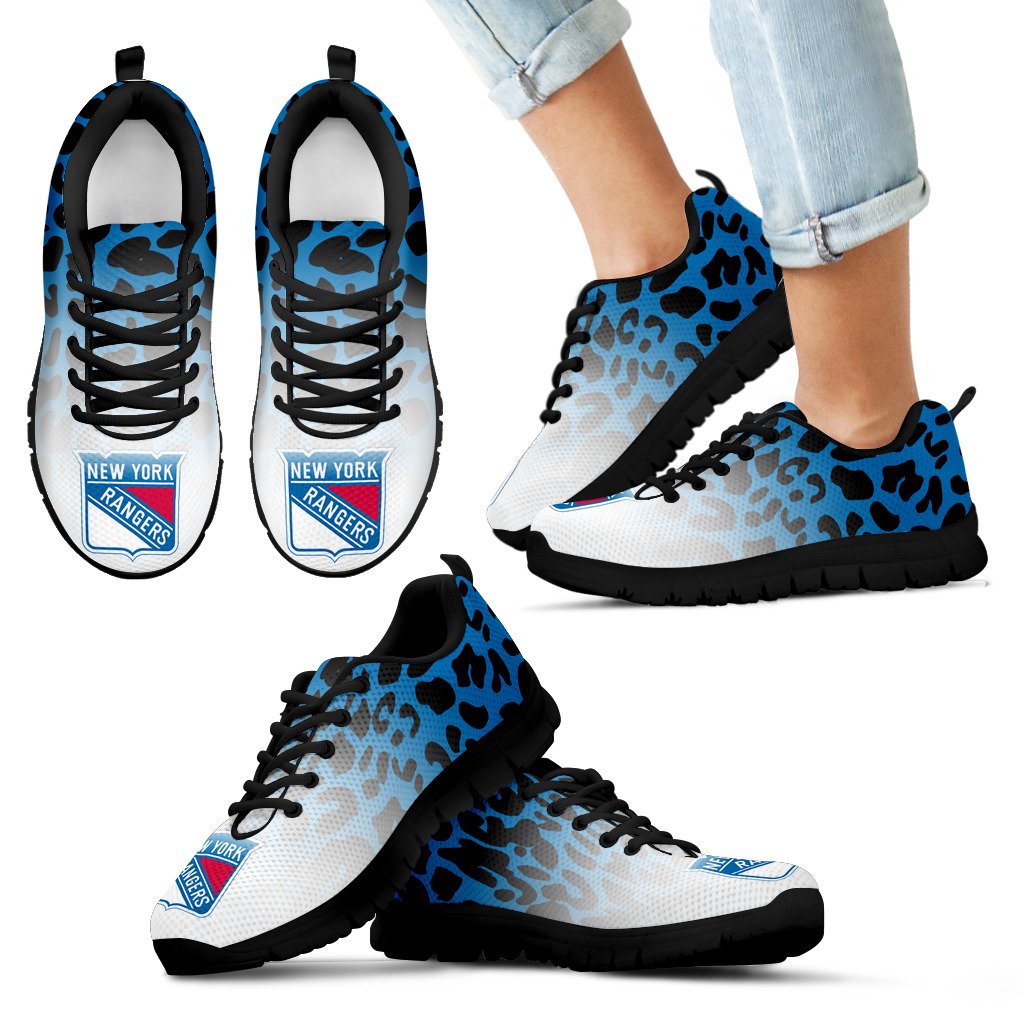 Custom Printed New York Rangers Sneakers Leopard Pattern Awesome