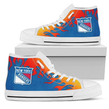 Load image into Gallery viewer, Fire Burning Fierce Strong Logo New York Rangers High Top Shoes