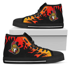 Load image into Gallery viewer, Fire Burning Fierce Strong Logo Ottawa Senators High Top Shoes