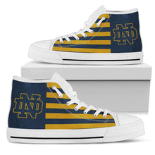 Load image into Gallery viewer, American Flag Notre Dame Fighting Irish High Top Shoes