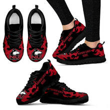 Load image into Gallery viewer, Tribal Flames Pattern Northern Illinois Huskies Sneakers
