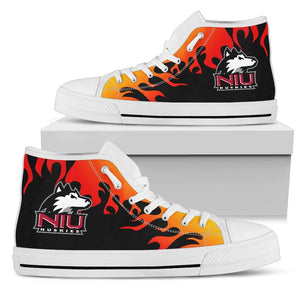 Fire Burning Fierce Strong Logo Northern Illinois Huskies High Top Shoes