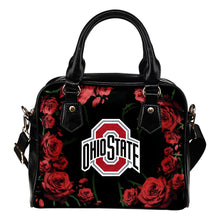 Load image into Gallery viewer, Valentine Rose With Thorns Ohio State Buckeyes Shoulder Handbags