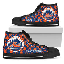 Load image into Gallery viewer, Puzzle Logo With New York Mets High Top Shoes