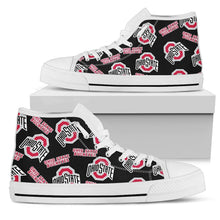 Load image into Gallery viewer, Script Logo Pattern Ohio State Buckeyes High Top Shoes