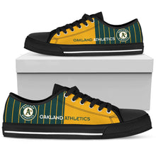 Load image into Gallery viewer, Cool Simple Design Vertical Stripes Oakland Athletics Low Top Shoes