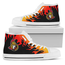 Load image into Gallery viewer, Fire Burning Fierce Strong Logo Ottawa Senators High Top Shoes