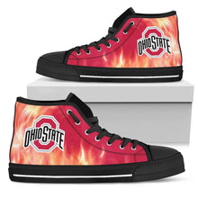 Load image into Gallery viewer, Fighting Like Fire Ohio State Buckeyes High Top Shoes