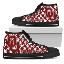 Load image into Gallery viewer, Puzzle Logo With Oklahoma Sooners High Top Shoes