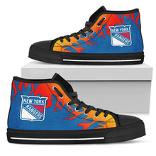 Load image into Gallery viewer, Fire Burning Fierce Strong Logo New York Rangers High Top Shoes